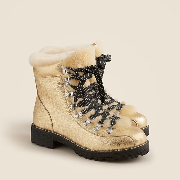 J. Crew New Nordic boots in metallic leather CE829 Gold - Picture 1 of 6